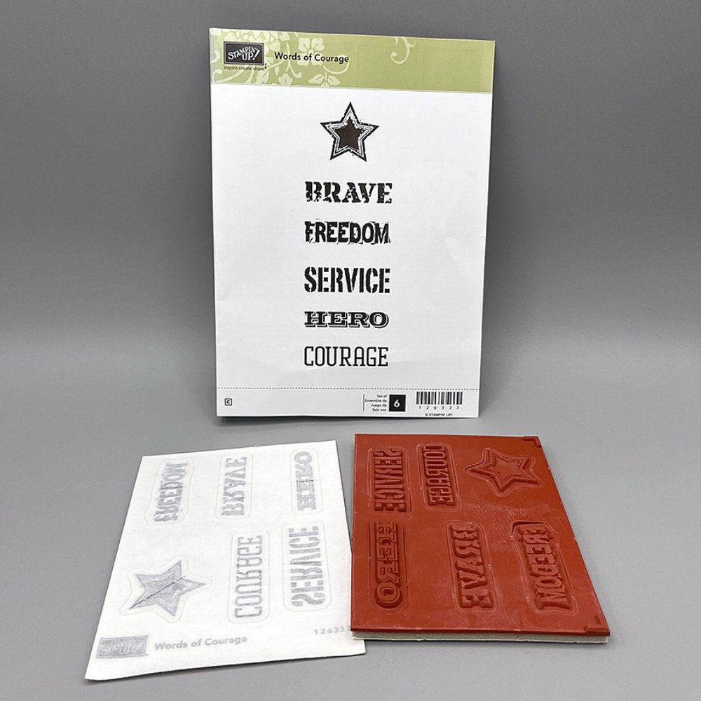 Stampin Up "Words of Courage" Stamp Set – Brave, Freedom, Service, Hero, Courage